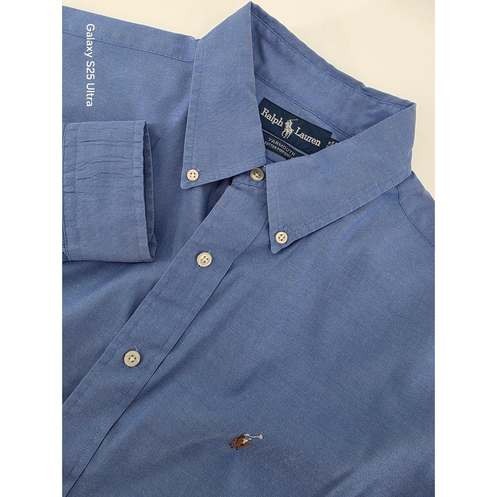 Ralph Lauren Yarmouth Blue Cotton Pinpoint Oxford Dress Shirt Mens 16.5 34 - Picture 1 of 7